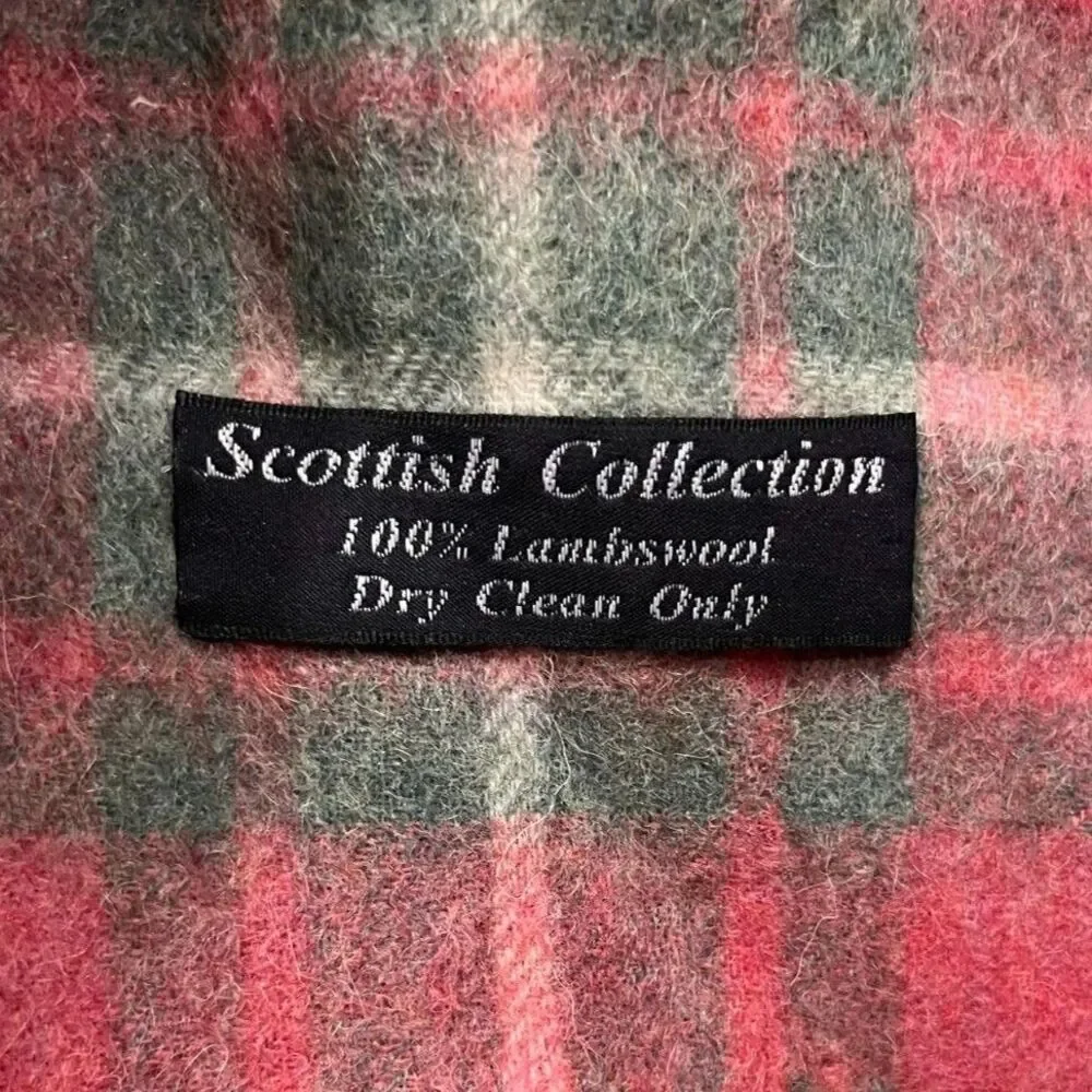 SCOTTISH COLLECTION 100% Lambswool Scarf Pink/Green Plaid